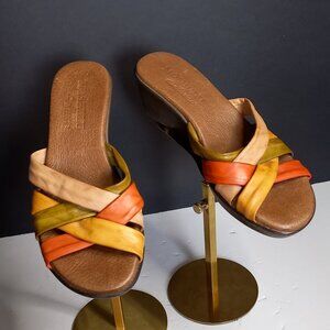 Moshulu Wedge Sandals Size 6.5/37 With Braided Design